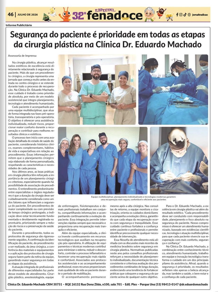 Página do Jornal Tradição com a matéria sobre a Clínica Dr. Eduardo Machado